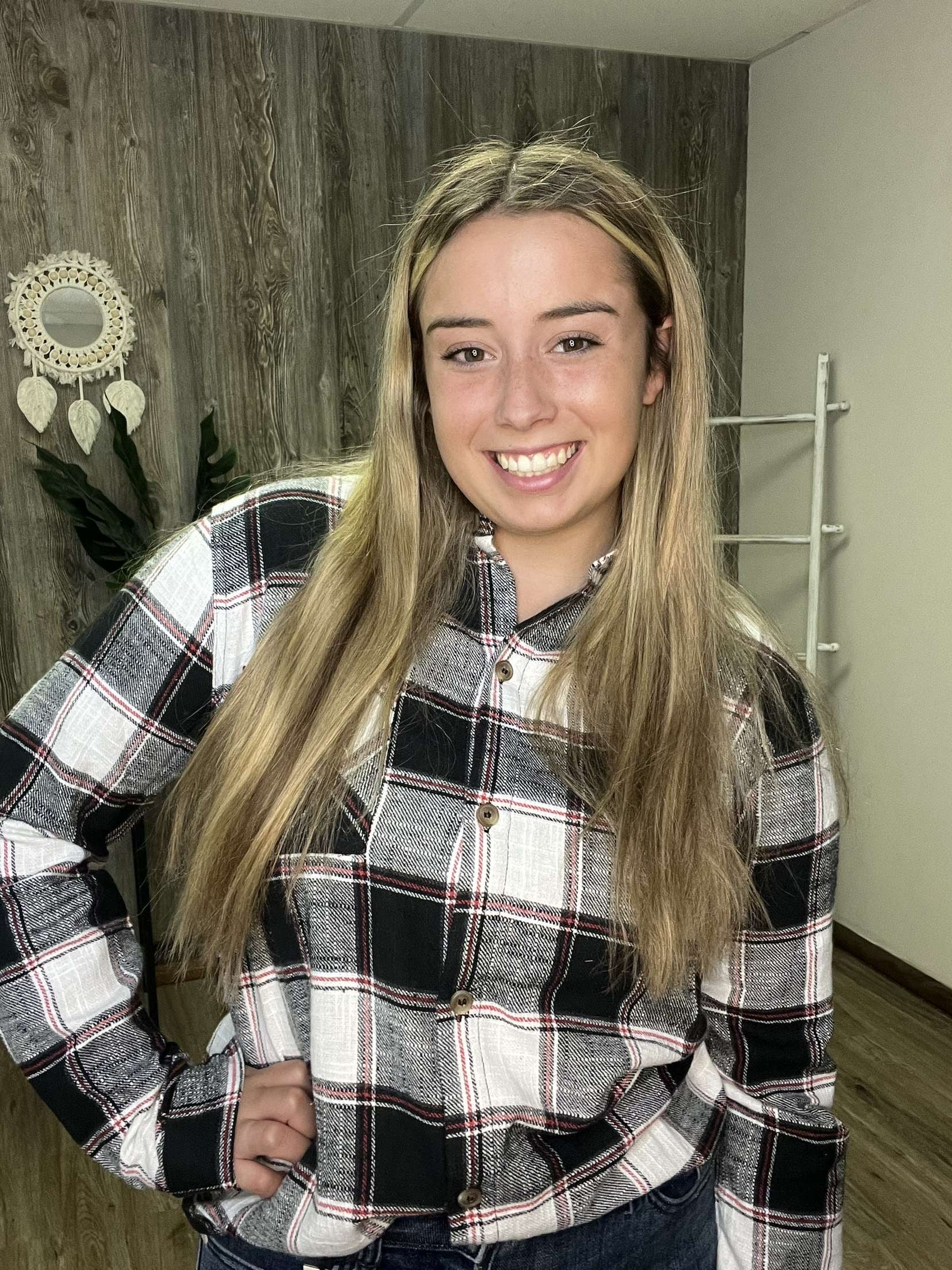 Cotton plaid shacket with front pocket