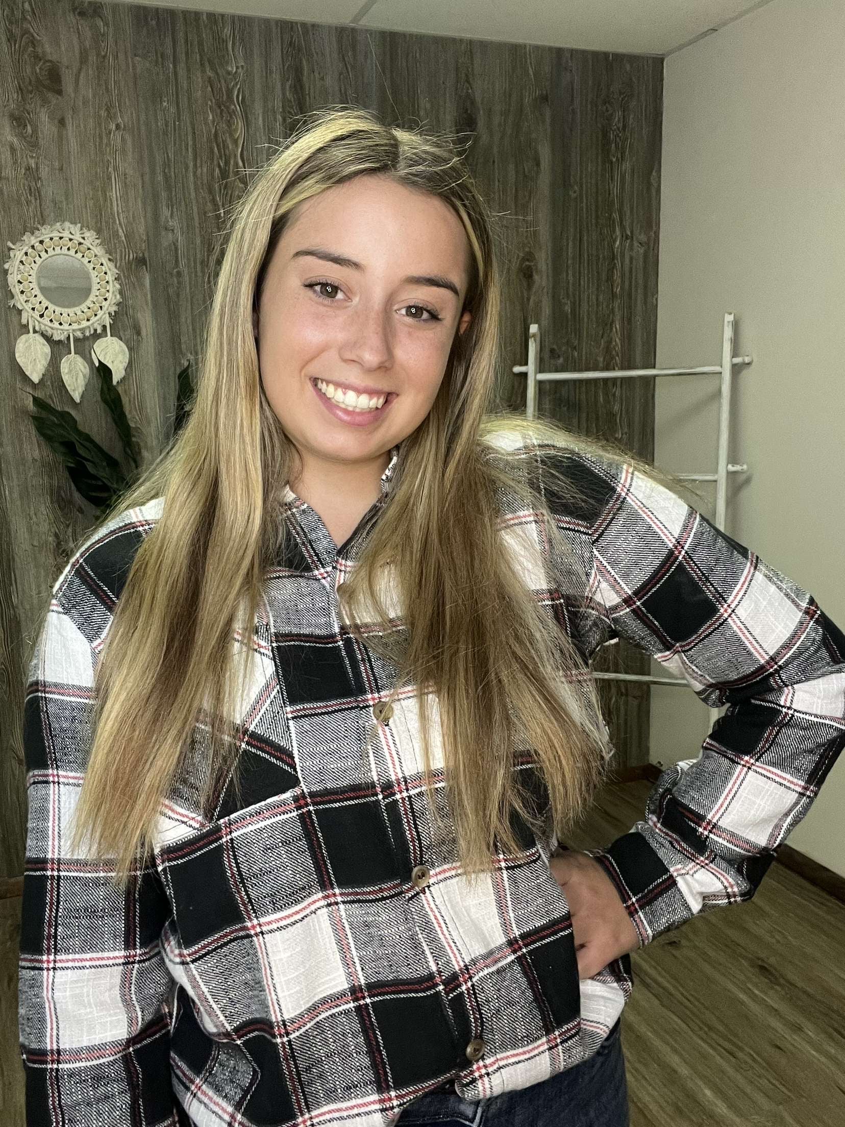 Cotton plaid shacket with front pocket