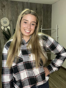 Cotton plaid shacket with front pocket
