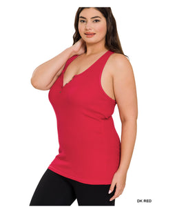 ZENANA RIBBED TANK CURVY