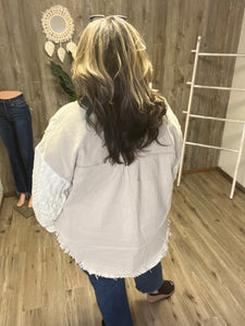 POL SHACKET WITH SWEATER SLEEVES