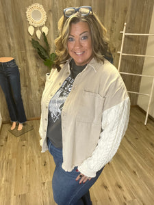 POL SHACKET WITH SWEATER SLEEVES