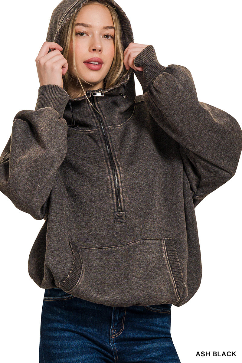 WASHED DRAWSTRING HOODIE WITH POCKET