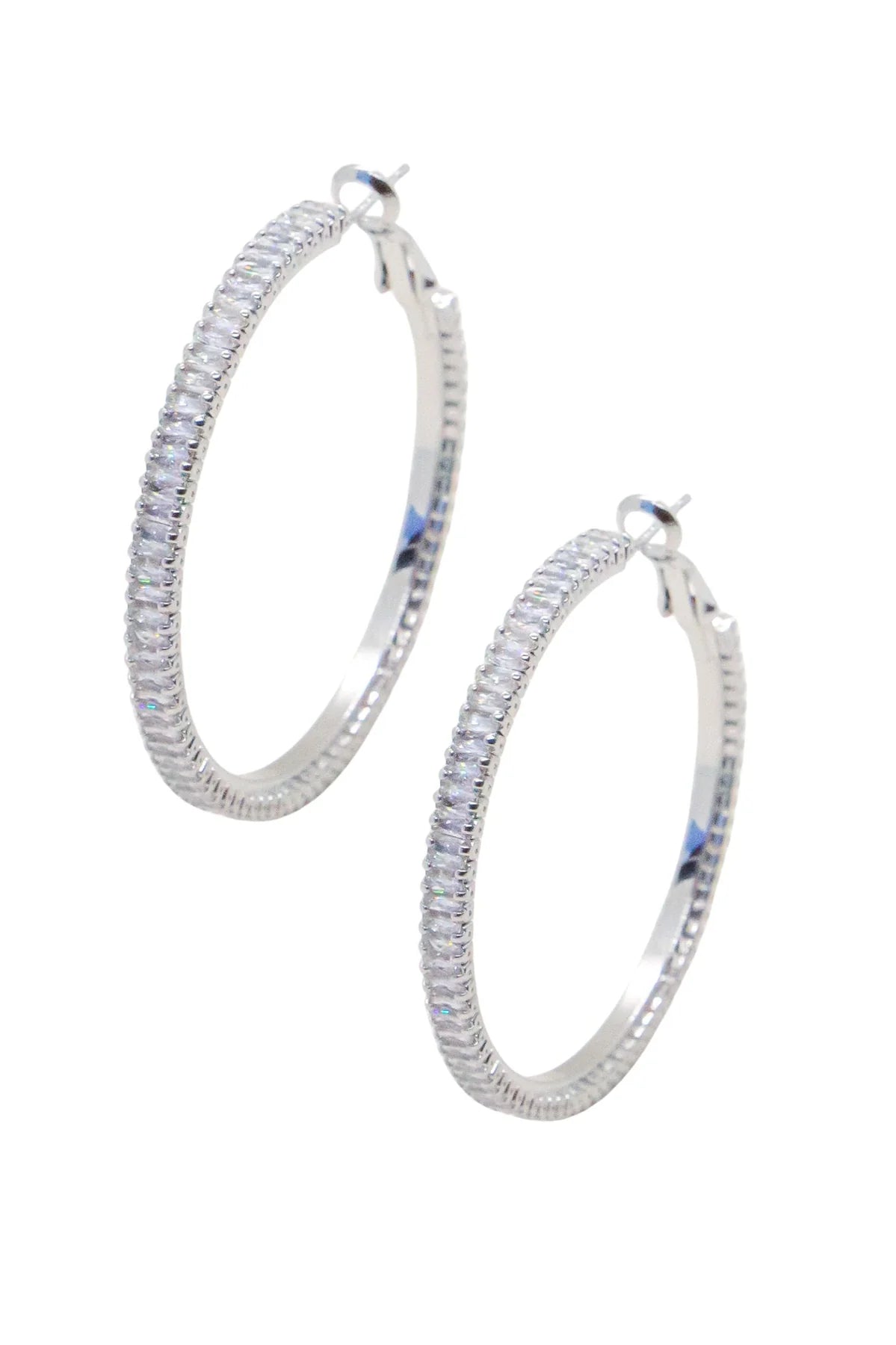 Medium Silver Glow Frostbite Hoops