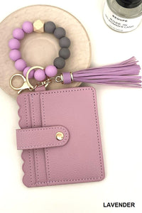 Beaded bracelet keychain card holder wallet