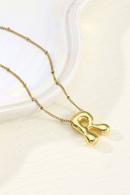 STAINLESS STEEL BALLOON BUBBLE INITIAL NECKLACE