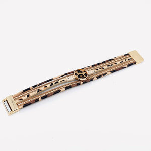 Bohemian Multi-Layer Leopard Magnetic Buckle Bracelet