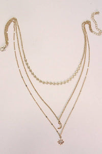 TRIO STAR MOON LAYERED NECKLACE