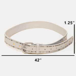Studded Trim Faux Leather Belt