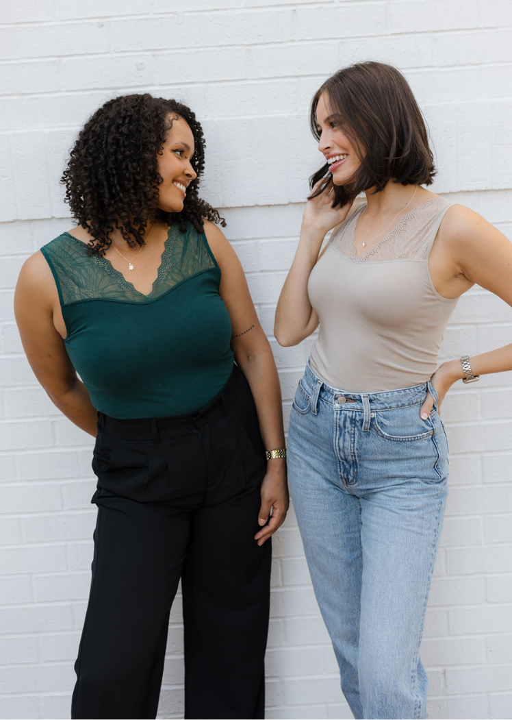 ELIETIAN - Lace Inset Top - Curvy Fit