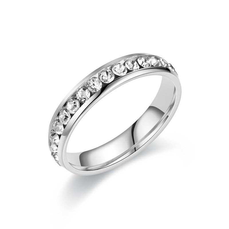 Pave Setting FULL Eternity Ring in Stainless Steel