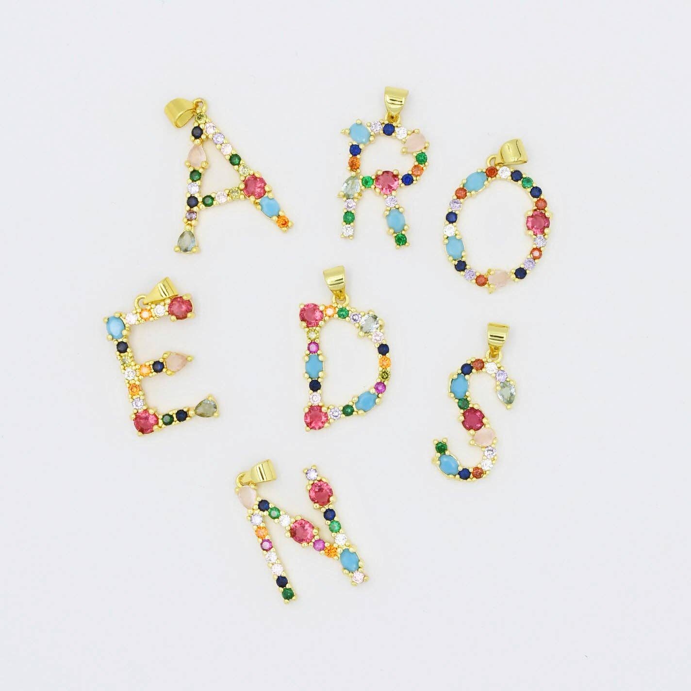 Treasure Jewels Inc. - Multi Gem Initial Charm