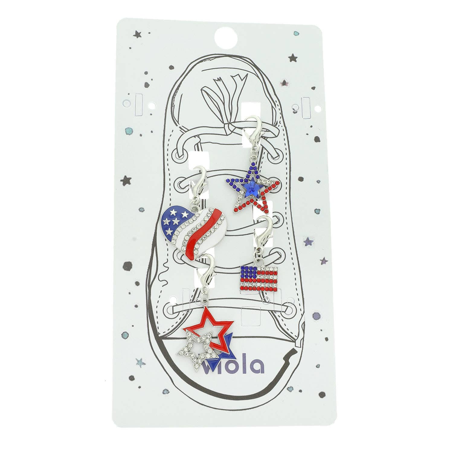 USA Theme Rhinestone Shoe Charm Set
