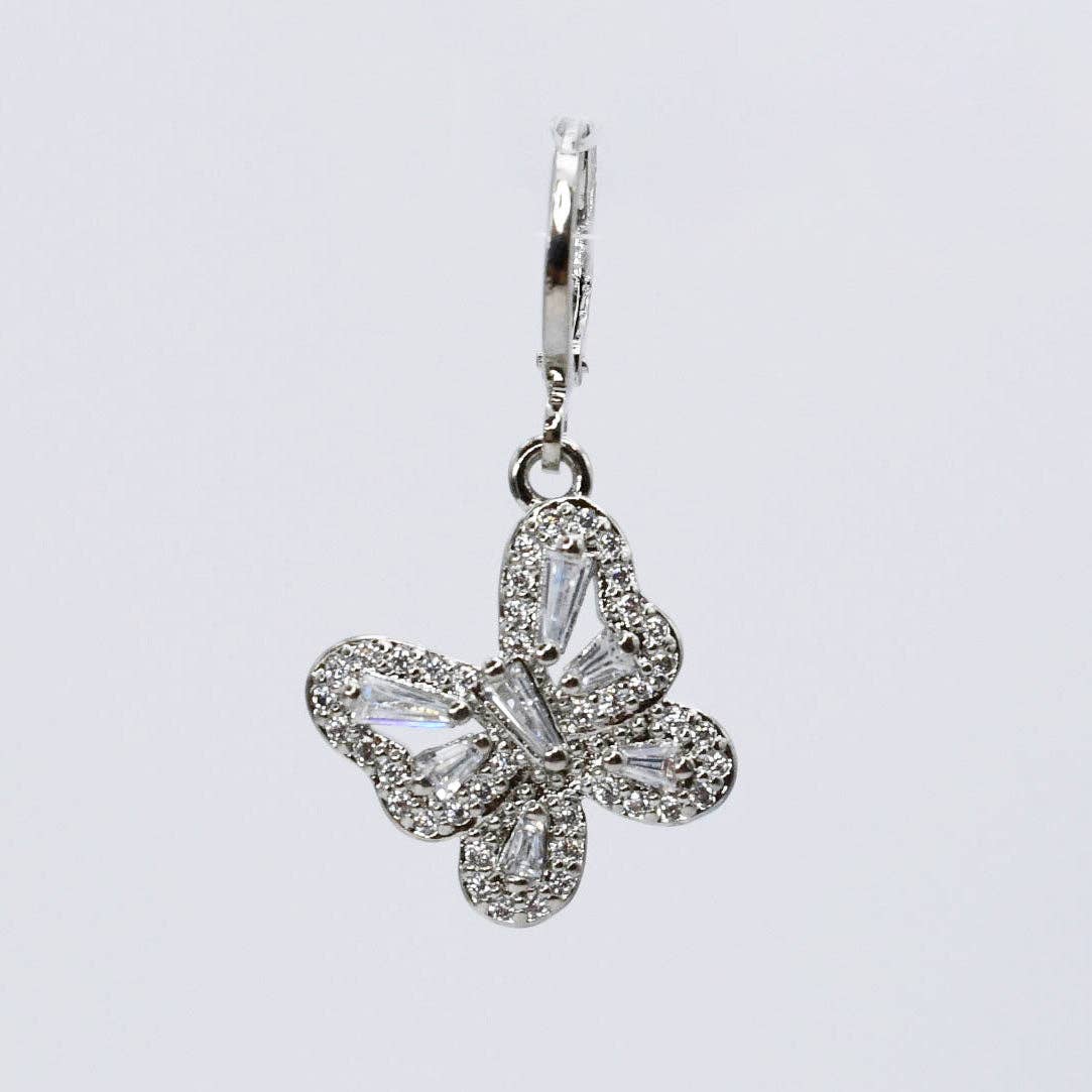 Crystal Butterfly Silver Charm