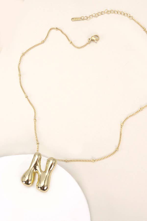 STAINLESS STEEL BALLOON BUBBLE INITIAL NECKLACE
