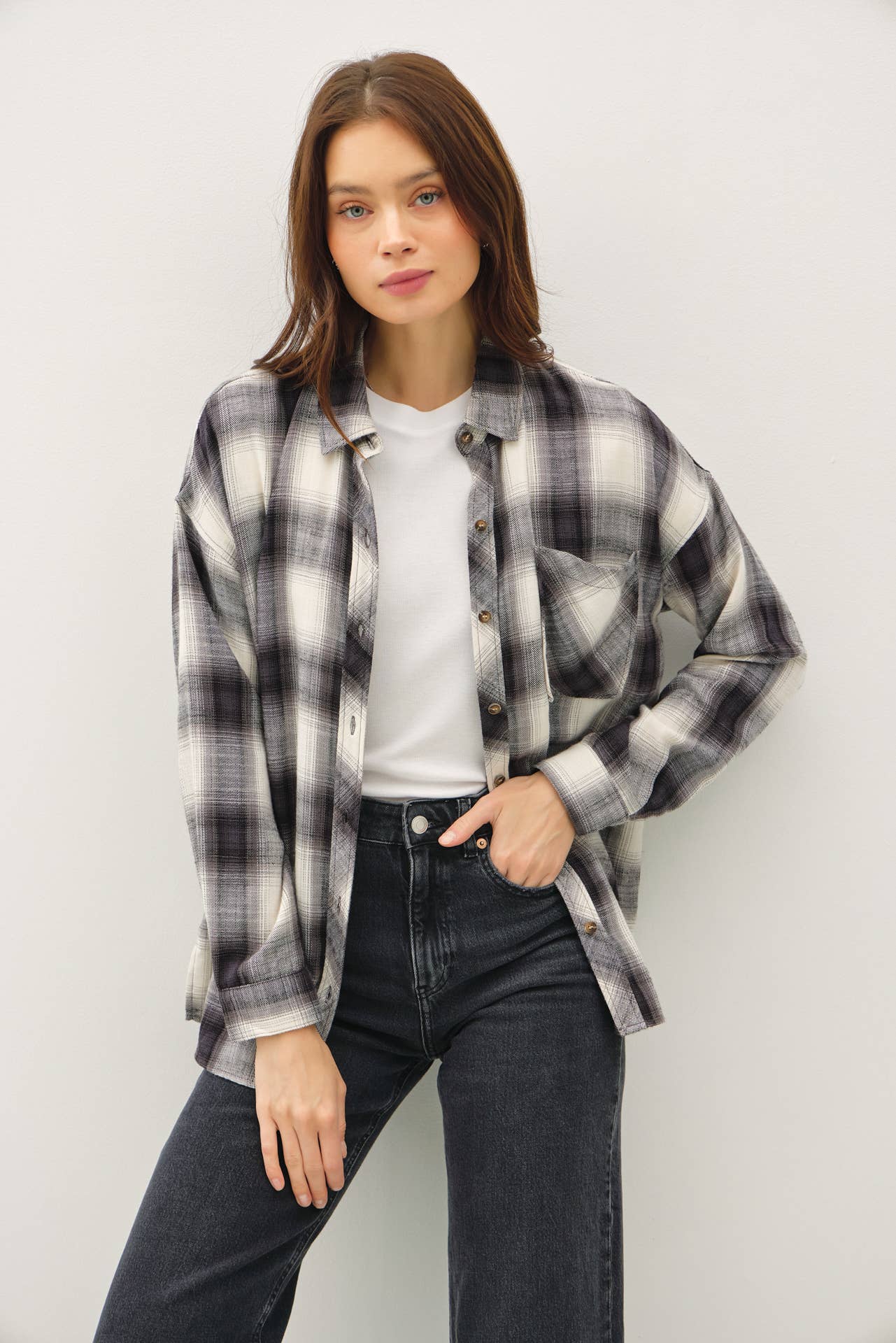 Be Cool - OVERSZIED CHARCOAL FLANNEL