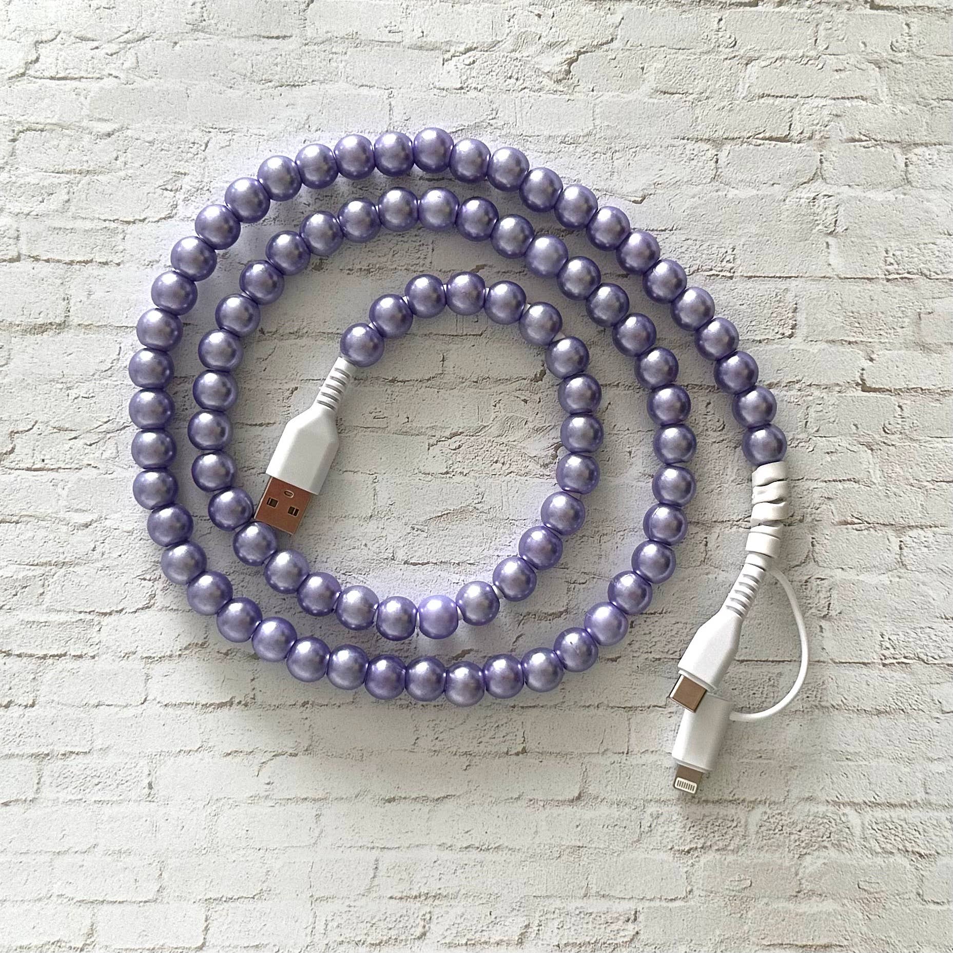 LAVENDER 2 in 1 USB-C Cord Beaded Phone Charging Cable