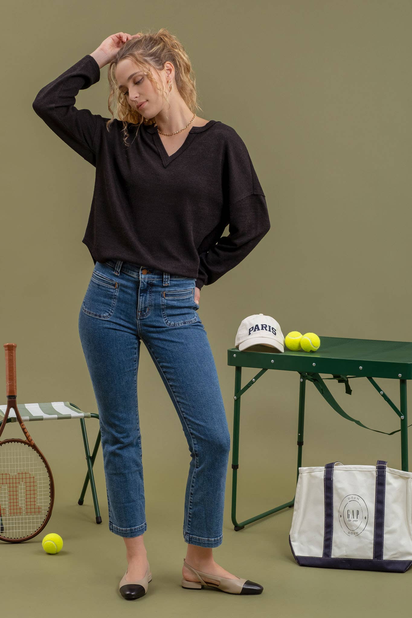 Blu Pepper - SOLID NOTCH NECK KNIT TOP