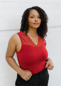 ELIETIAN - Lace Inset Top - Curvy Fit