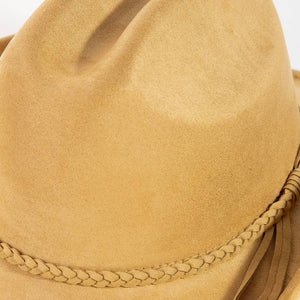 Western Braided Strap Faux Suede Cowboy Hat