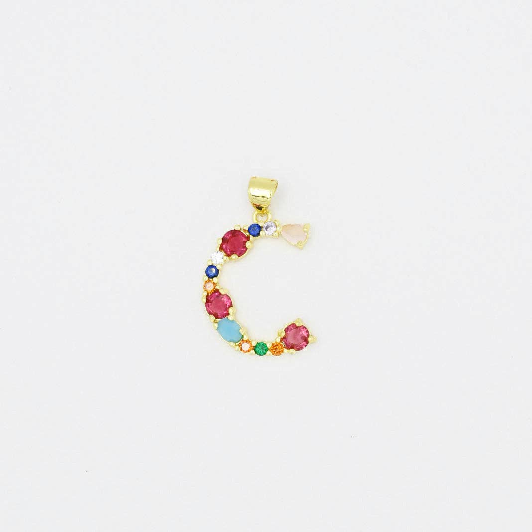 Treasure Jewels Inc. - Multi Gem Initial Charm