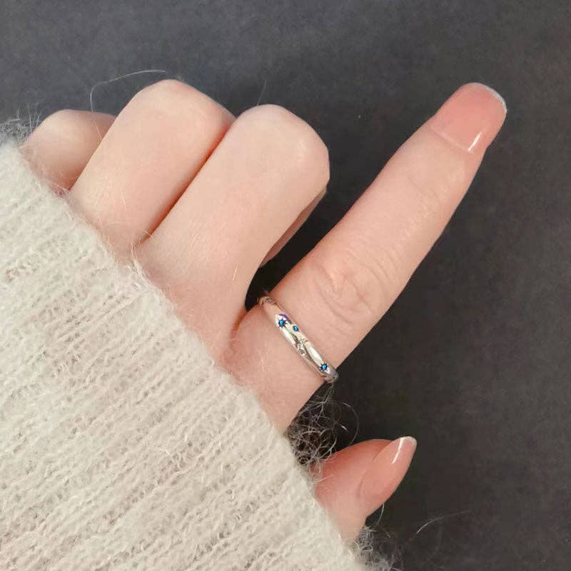 Blue Moon Star Stacking Band Ring  Sterling Silver