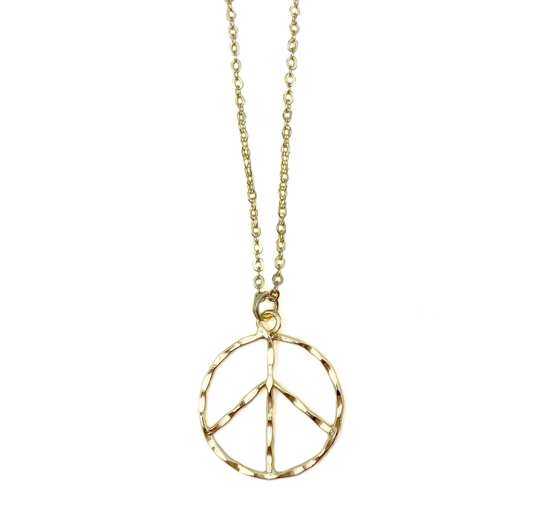Gold Plated Necklace - Small Size Peace Sign