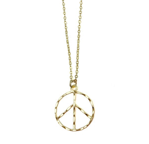 Gold Plated Necklace - Small Size Peace Sign