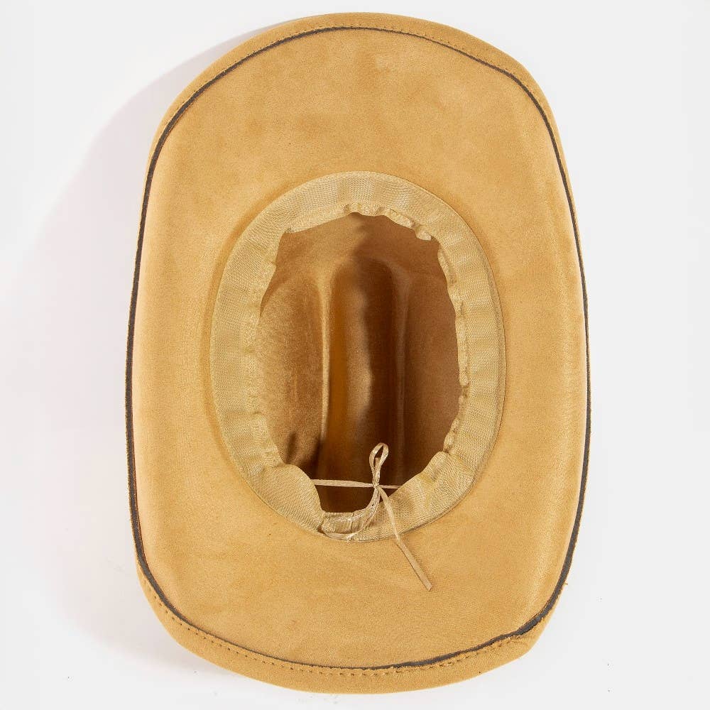 Western Braided Strap Faux Suede Cowboy Hat