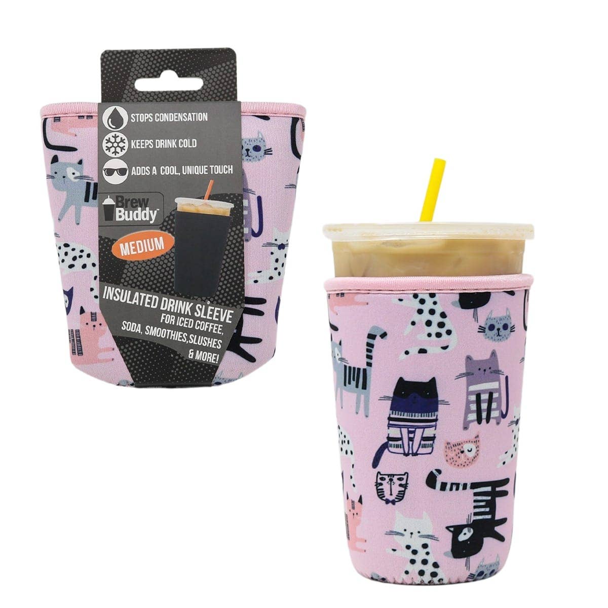 Seriously Shea - Brew Buddy Insulated Iced Coffee Sleeve - Pretty Kitties
