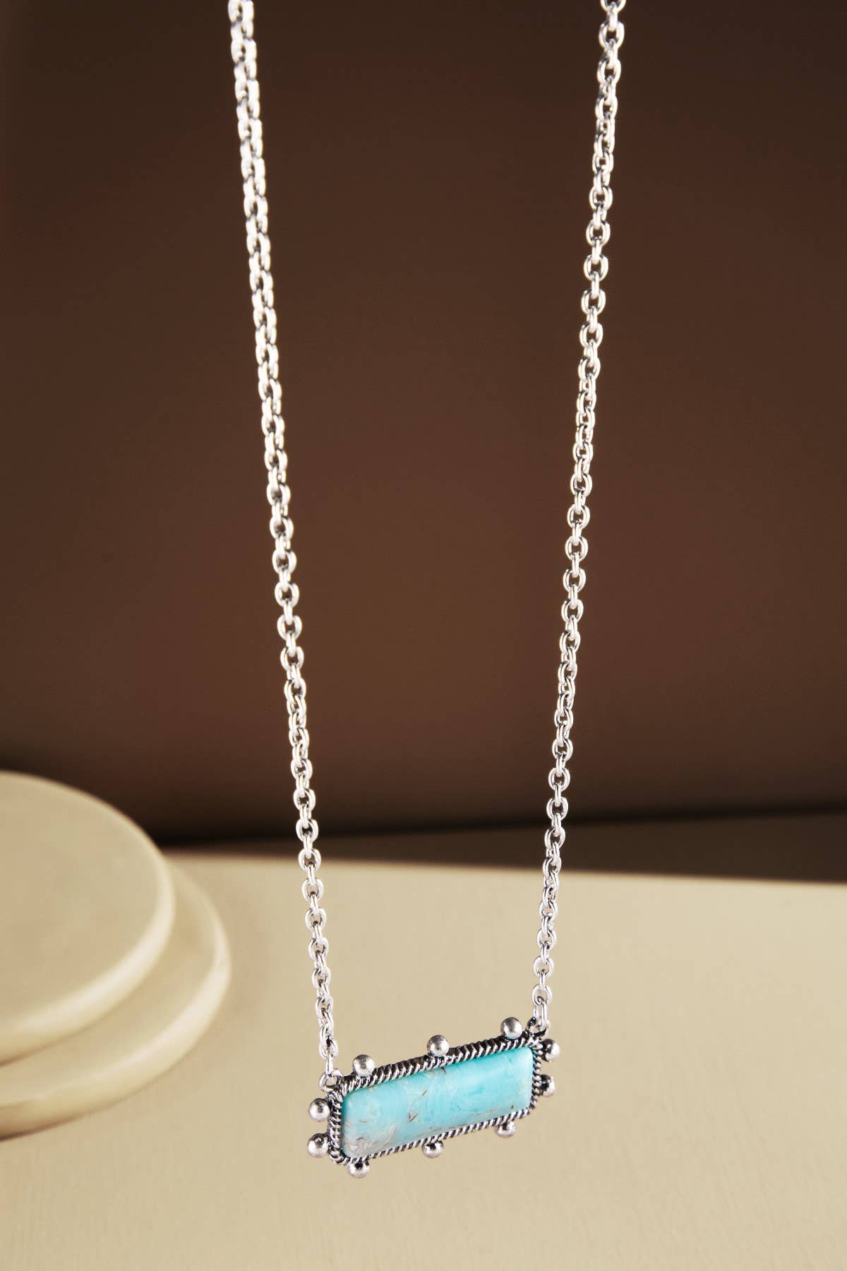 Western  Bar Necklace with Hand Stone