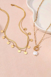 TITANIUM  STEEL NON-TARNISH MULTI LAYERED NECKLACE