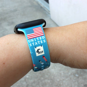4th of July American Flag Apple Watch Silicone Band Striped