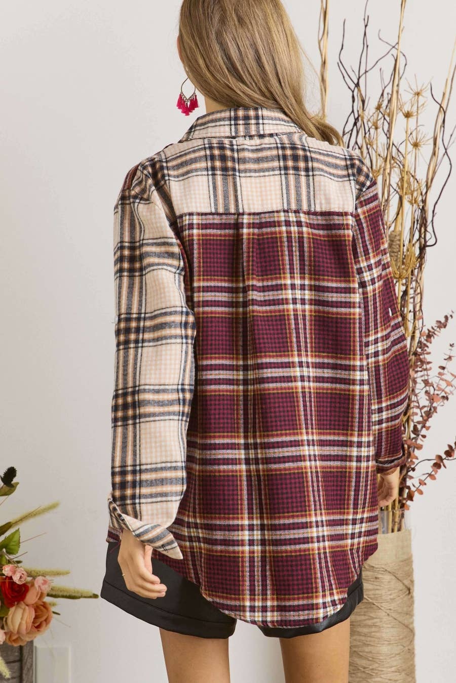 ADORA LA - CET2512X - PLUS SIZE MULTI COLOR PLAID SHIRT