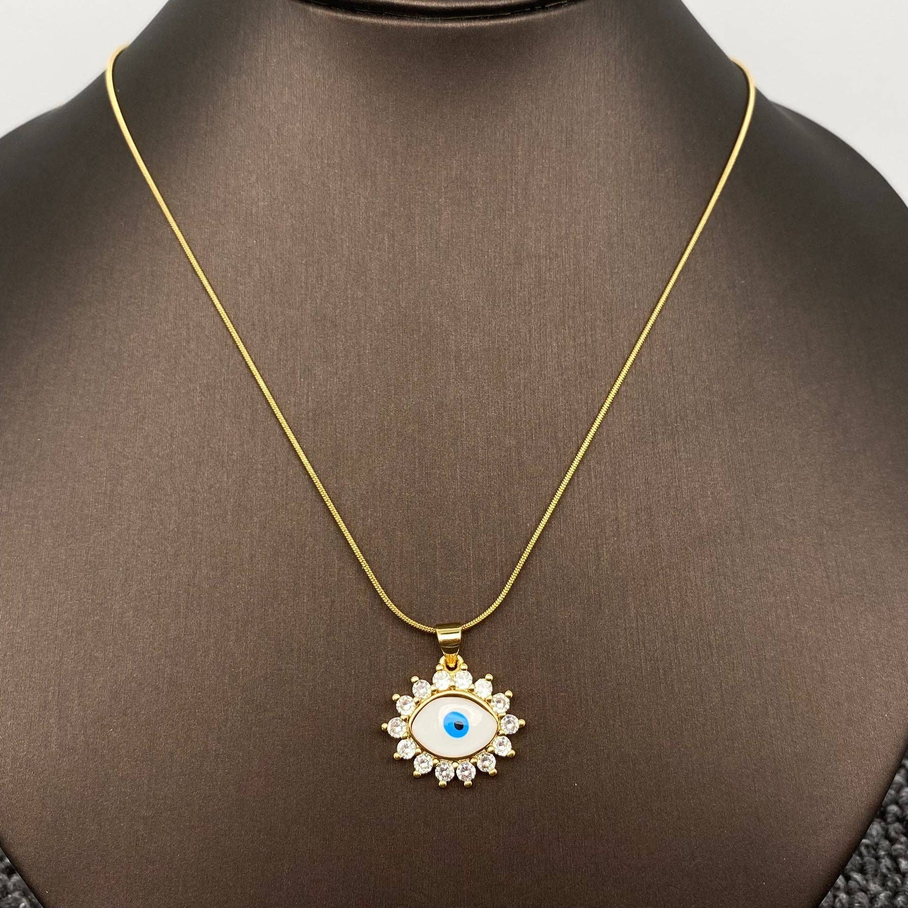 Mio Queena - Multi Style Evil Eyes Gold Plated S.Steel Necklace - FGS