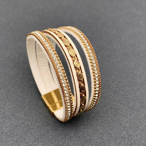 Sparkling Rhinestone & Leather Triple Boho Bracelet