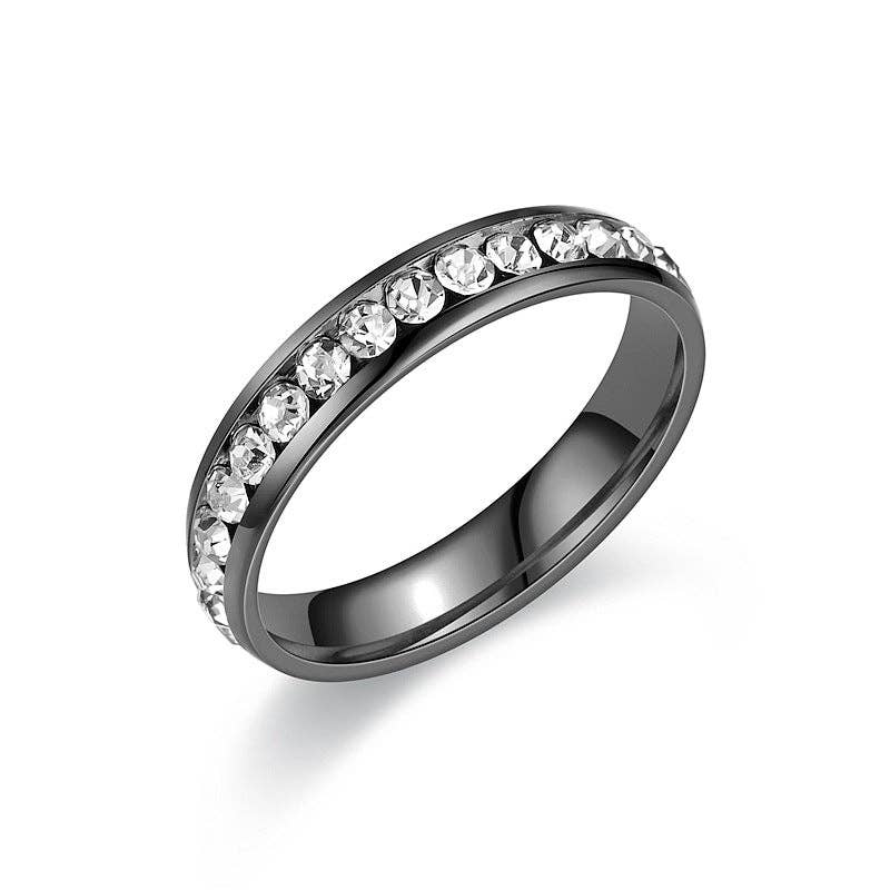 Pave Setting FULL Eternity Ring in Stainless Steel
