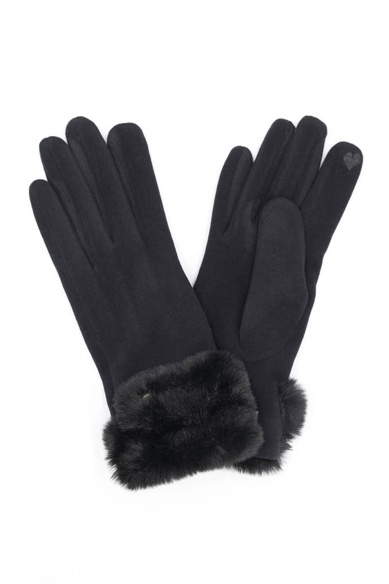 Faux Fur Cuff Smart Touch Gloves