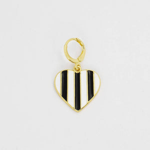 PREORDER Black Stripes Heart Charm