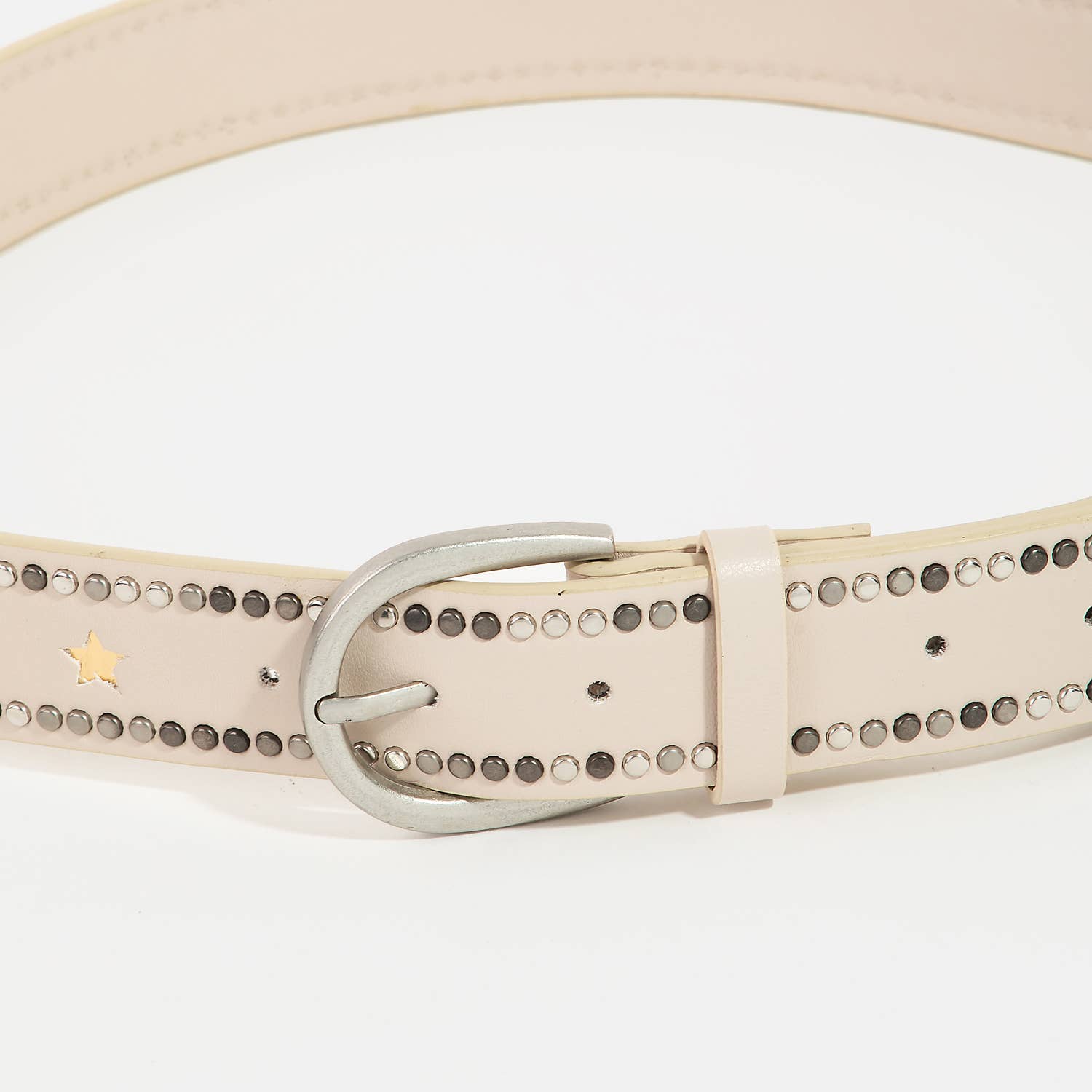 Studded Trim Faux Leather Belt