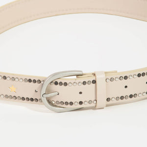 Studded Trim Faux Leather Belt