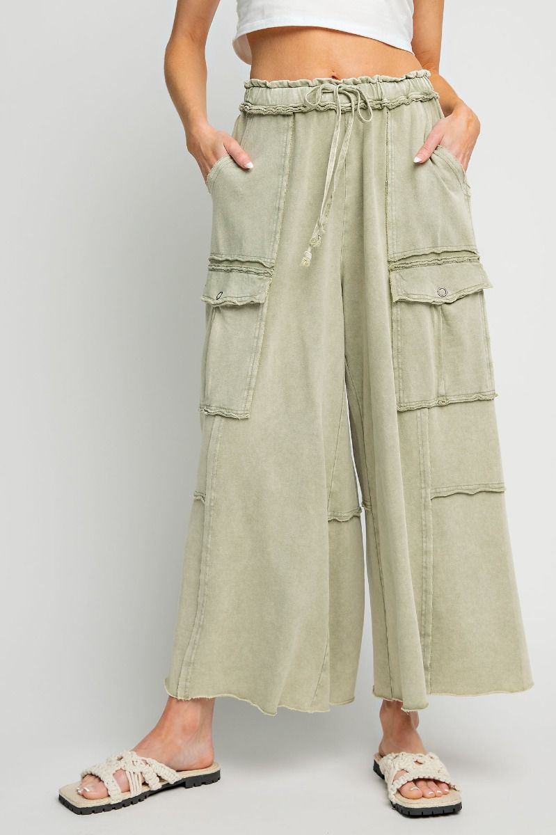 EASEL MINERAL WASHED WIDE LEG