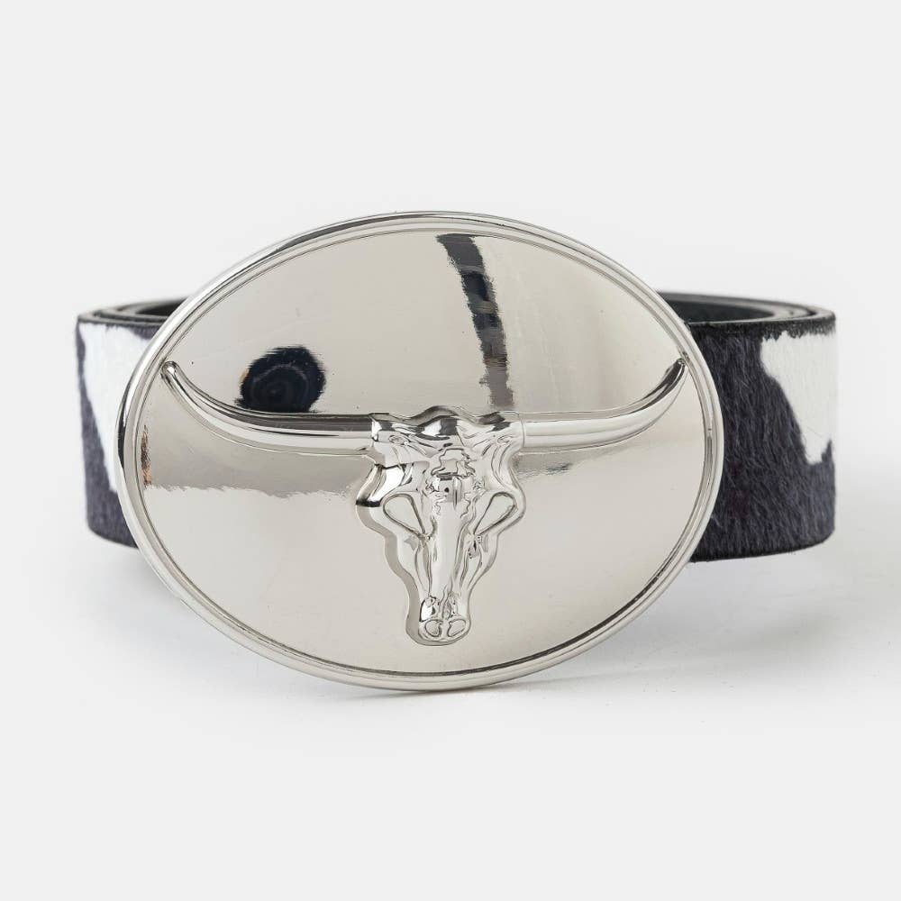 Glossy Longhorn Buckle Western Belt