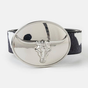 Glossy Longhorn Buckle Western Belt