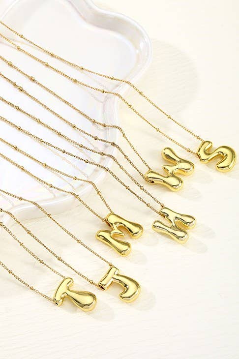 STAINLESS STEEL BALLOON BUBBLE INITIAL NECKLACE