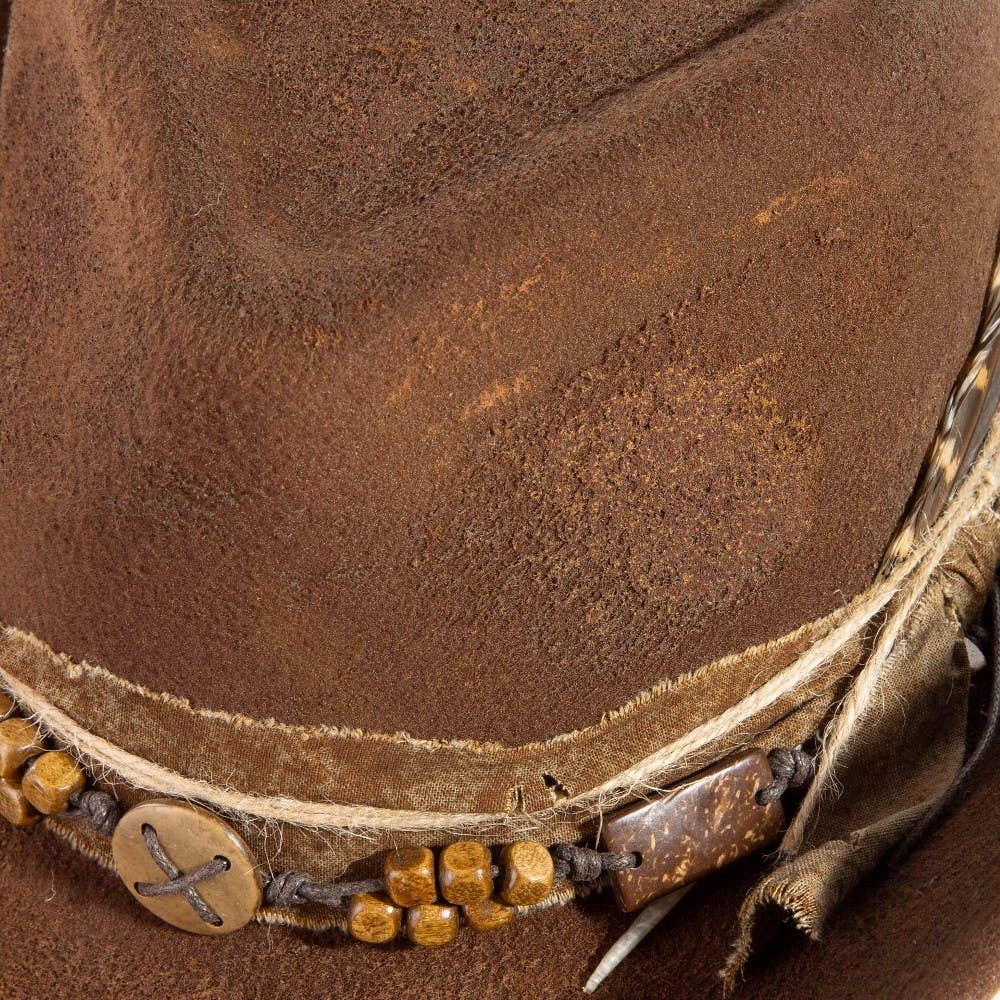 Vintage Patch And Beaded Strap Western Cowboy Hat