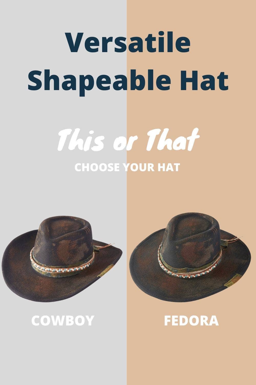 Patrice 2 in 1 Rustic Cowgirl/Fedora Hat