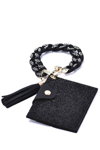 Rhinestone Keychain Bracelet Wallet with Chain Bangle