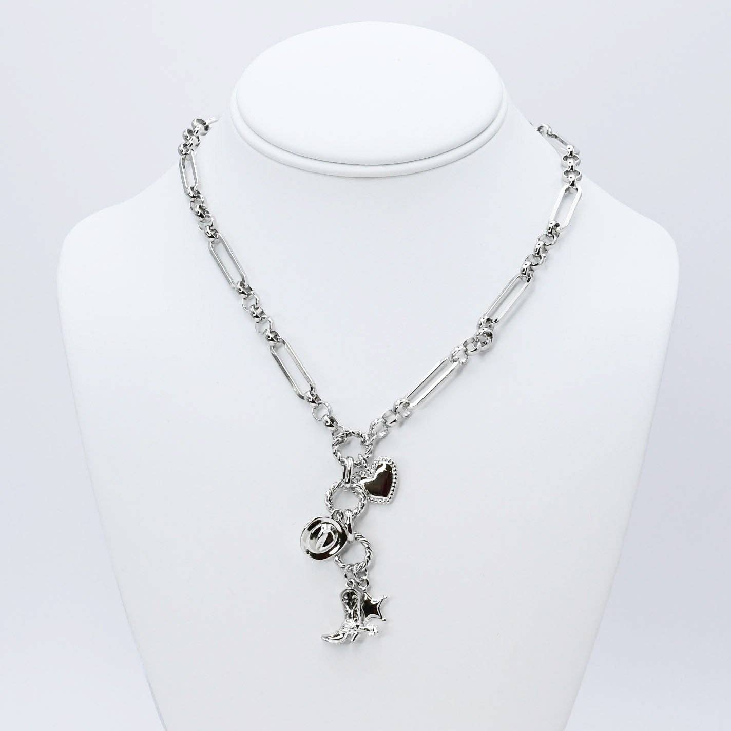 Cowgirl Charm Necklace Silver
