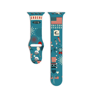 4th of July American Flag Apple Watch Silicone Band Striped